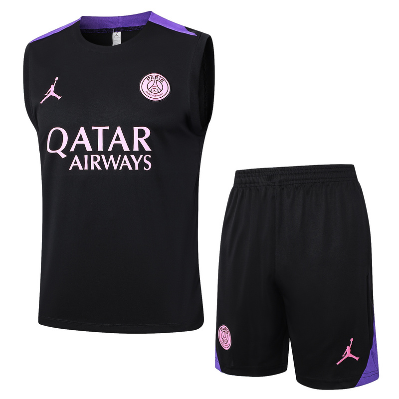 24/25 Paris Black Training Set Shirt and Shorts