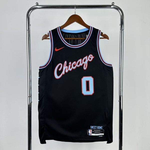 NBA Chicago Bulls 2026 City Edition Black Jersey WHITE#0