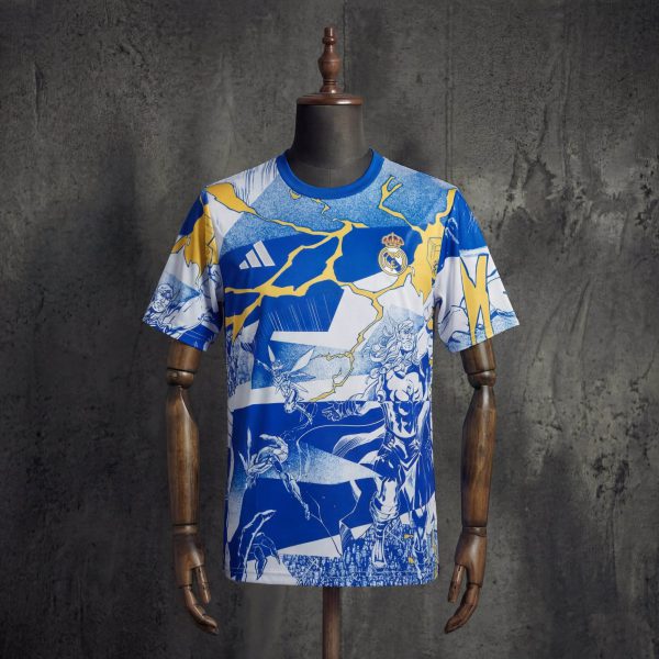 2025/26 Real Madrid Marvel Comics Blue Jersey Fan version
