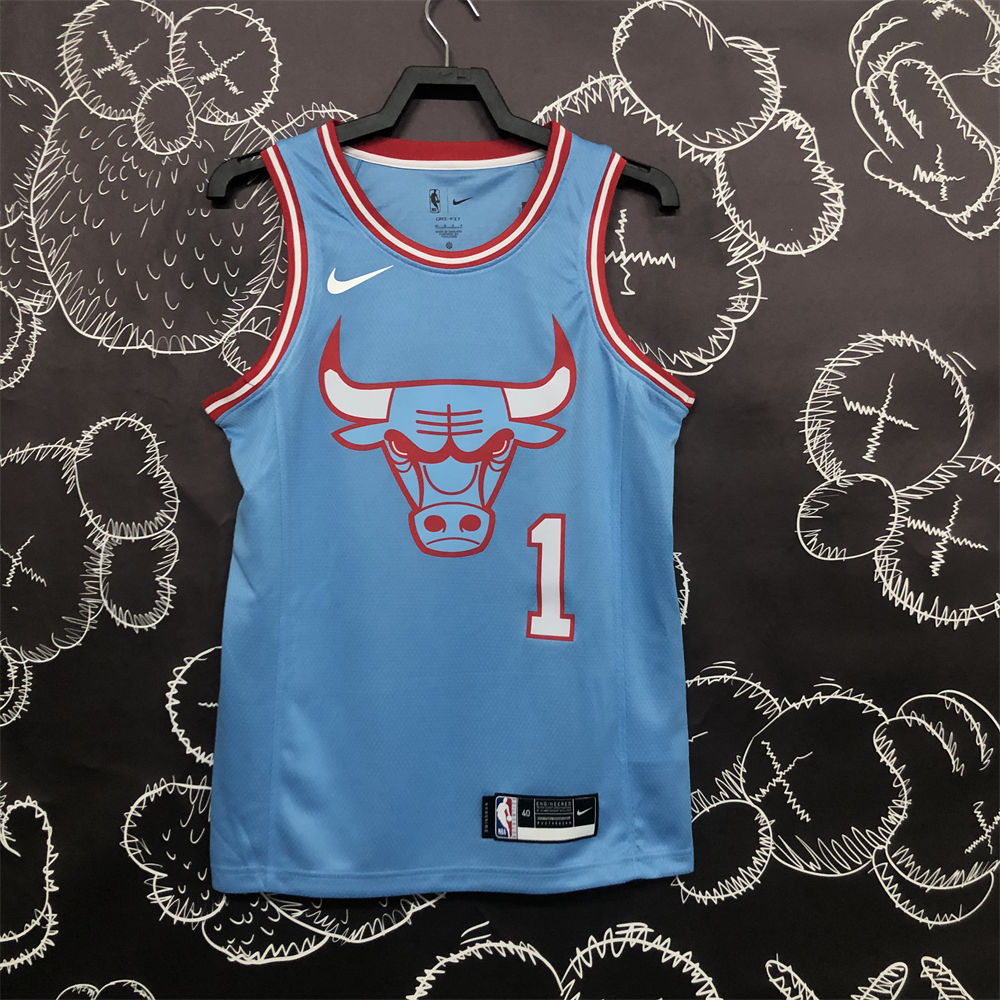 NBA Chicago Bulls Round Neck Blue Jersey ROSE#1 S-XXL