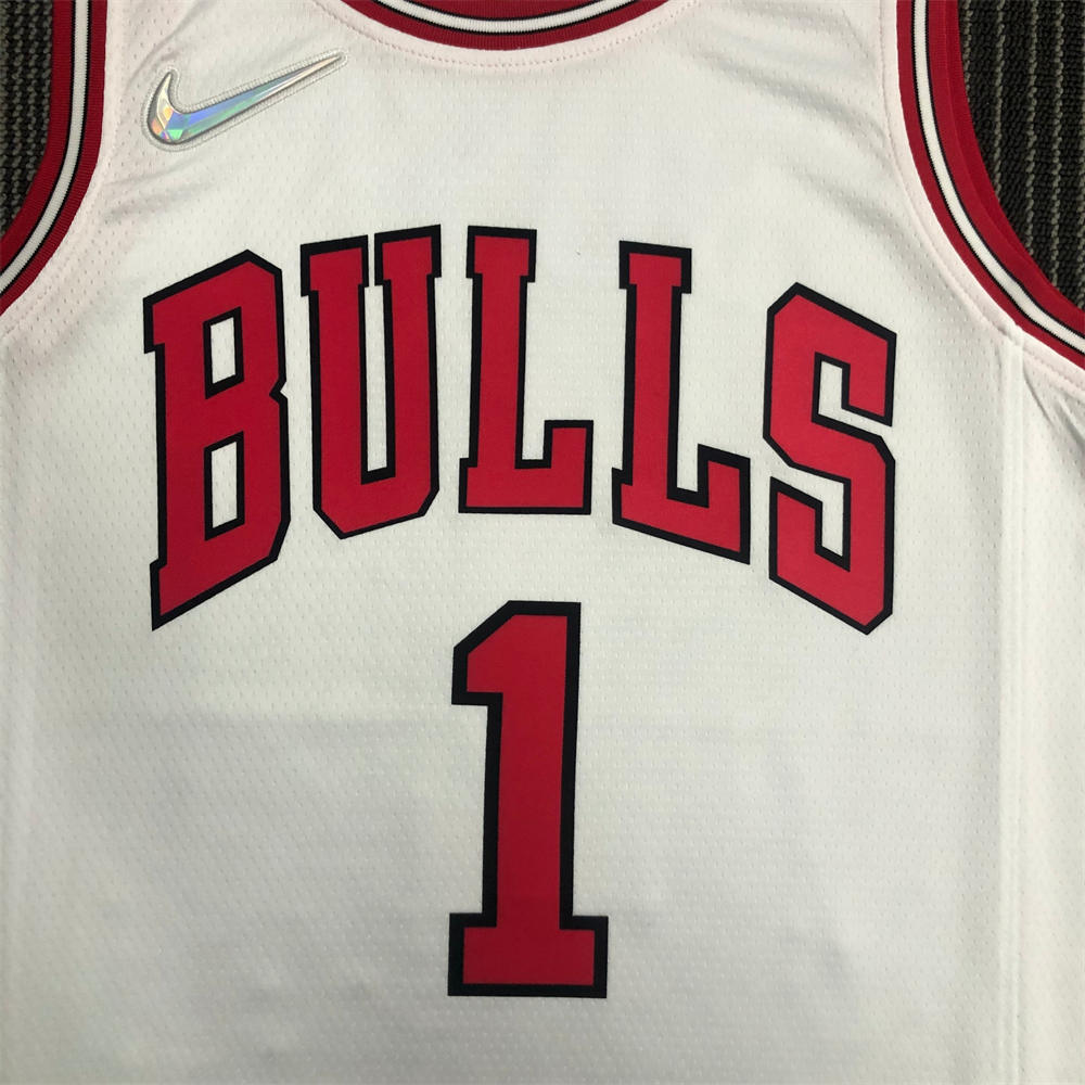 NBA Chicago Bulls Round Neck White 75th anniversaryJersey ROSE#1 S-XXL