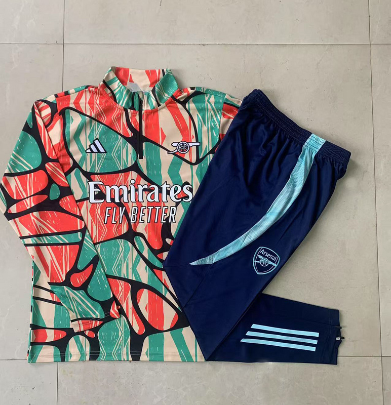 24/25 Arsenal Red Green Long-sleeved half-pull training kit Football team kit