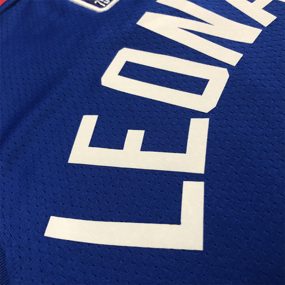 NBA Los Angeles Clippers V-Neck Blue 75th Anniversary Jersey LEONARD#2 S-XXL