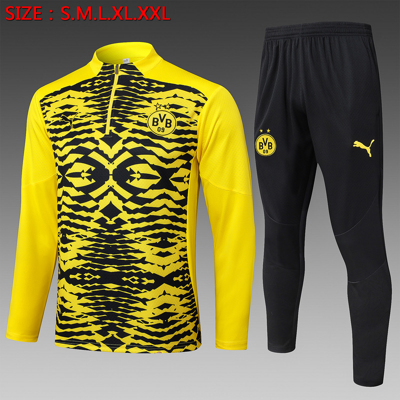 24/25 Dortmund Yellow black Long-sleeved half-pull training kit Football team kit