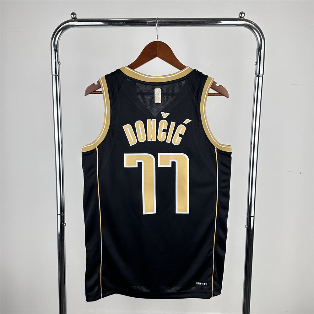 NBA Dallas Mavericks V-Neck Honor Edition Black Jersey DONCIC#77 S-XXL