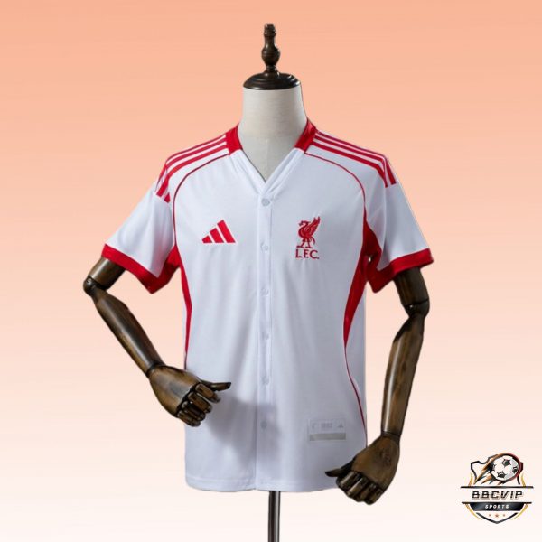 2025/26 Liverpool US Pack Full-Button Baseball White jersey Fan version