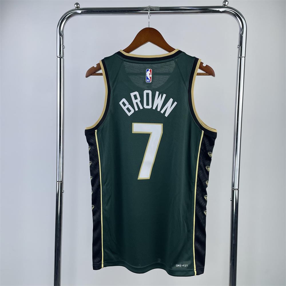 NBA Boston Celtics Round neck Deep Green Jersey Brown#7 S-XXL