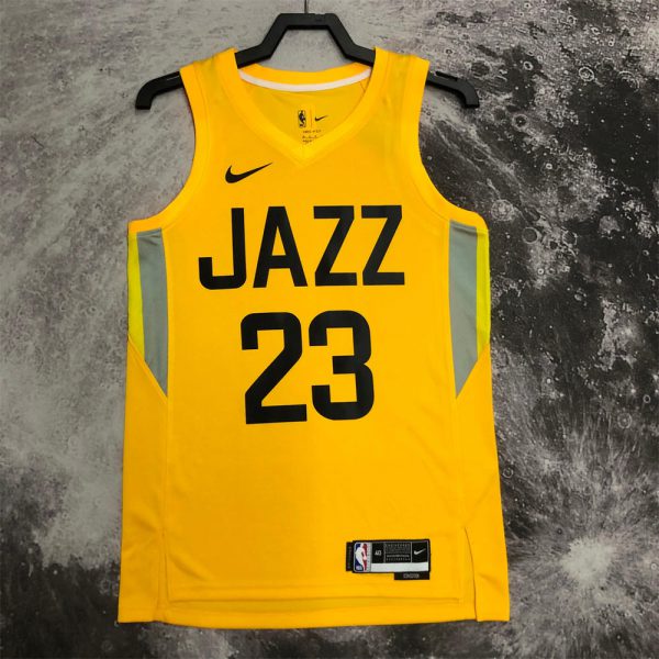 NBA Utah Jazz V-Neck Yellow Jersey MARKKANEN#23 S-XXL