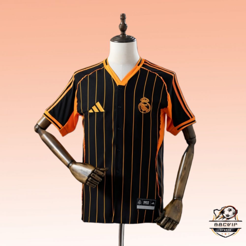 2025/26 Real Madrid US Pack Full-Button Baseball Black jersey Fan version