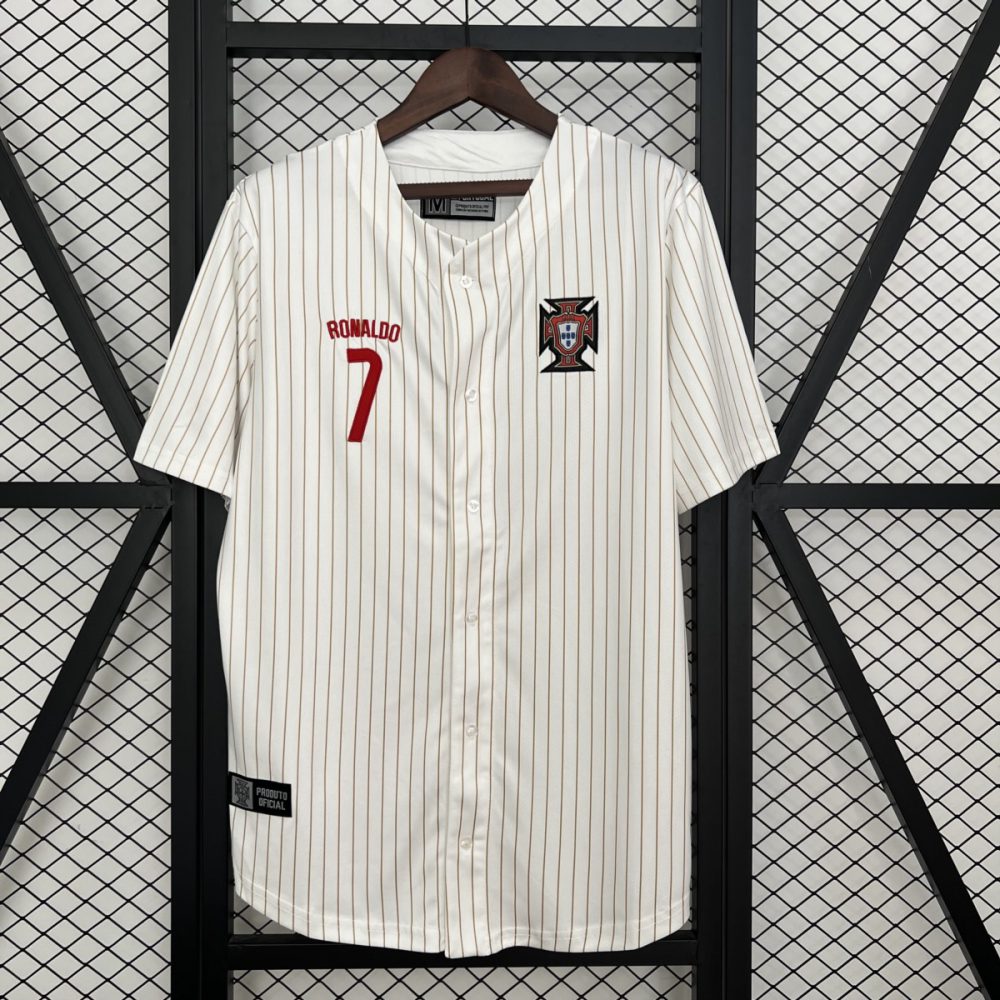 2025/26 Portugal US Pack Full-Button Baseball White jersey Fan version