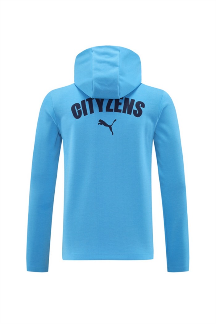 2024 Manchester City Sky Blue Hoodie Jacket Kit Set Football Team Shirt Sports Fashion