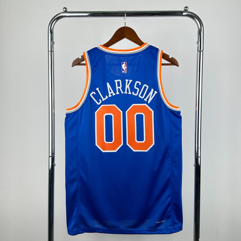 NBA New York Knicks Round Neck Blue jersey CLARKSON#00 S-XXL