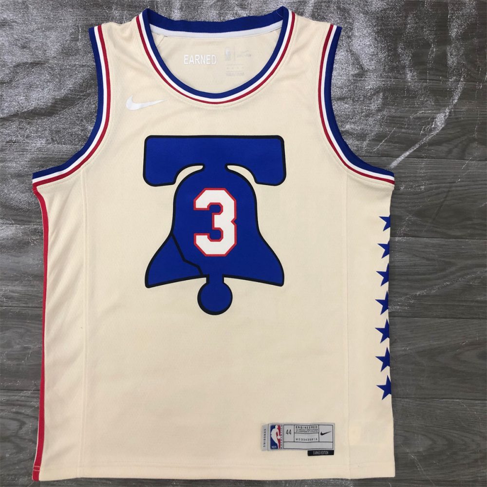 NBA Philadelphia 76ers Round Neck White Jersey IVERSON#3 S-XXL
