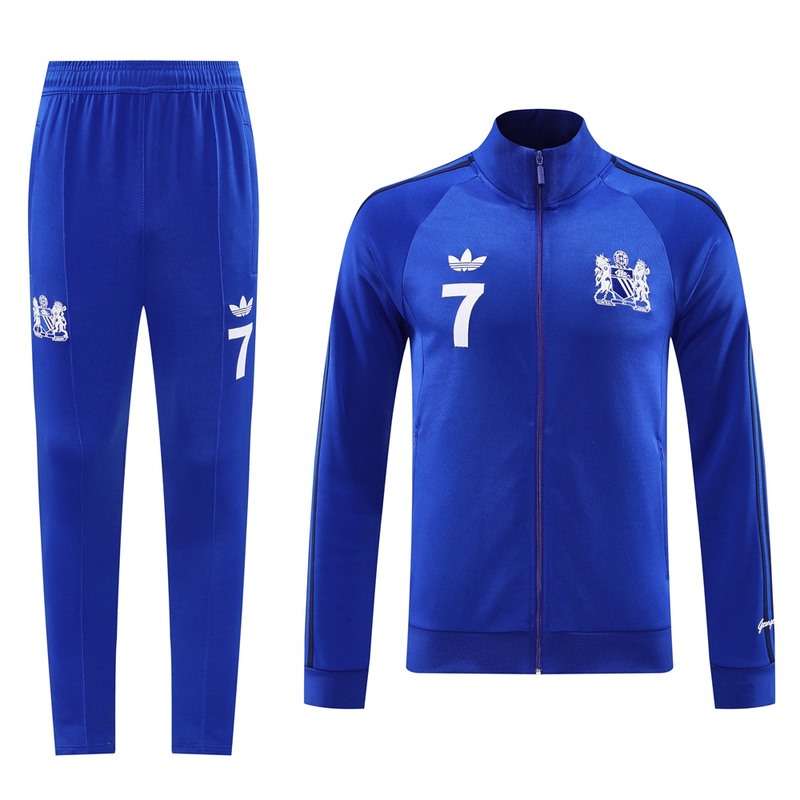 2024 Manchester United Blue Jacket Training Suit Set Football Team Shirt Sports Fashion
