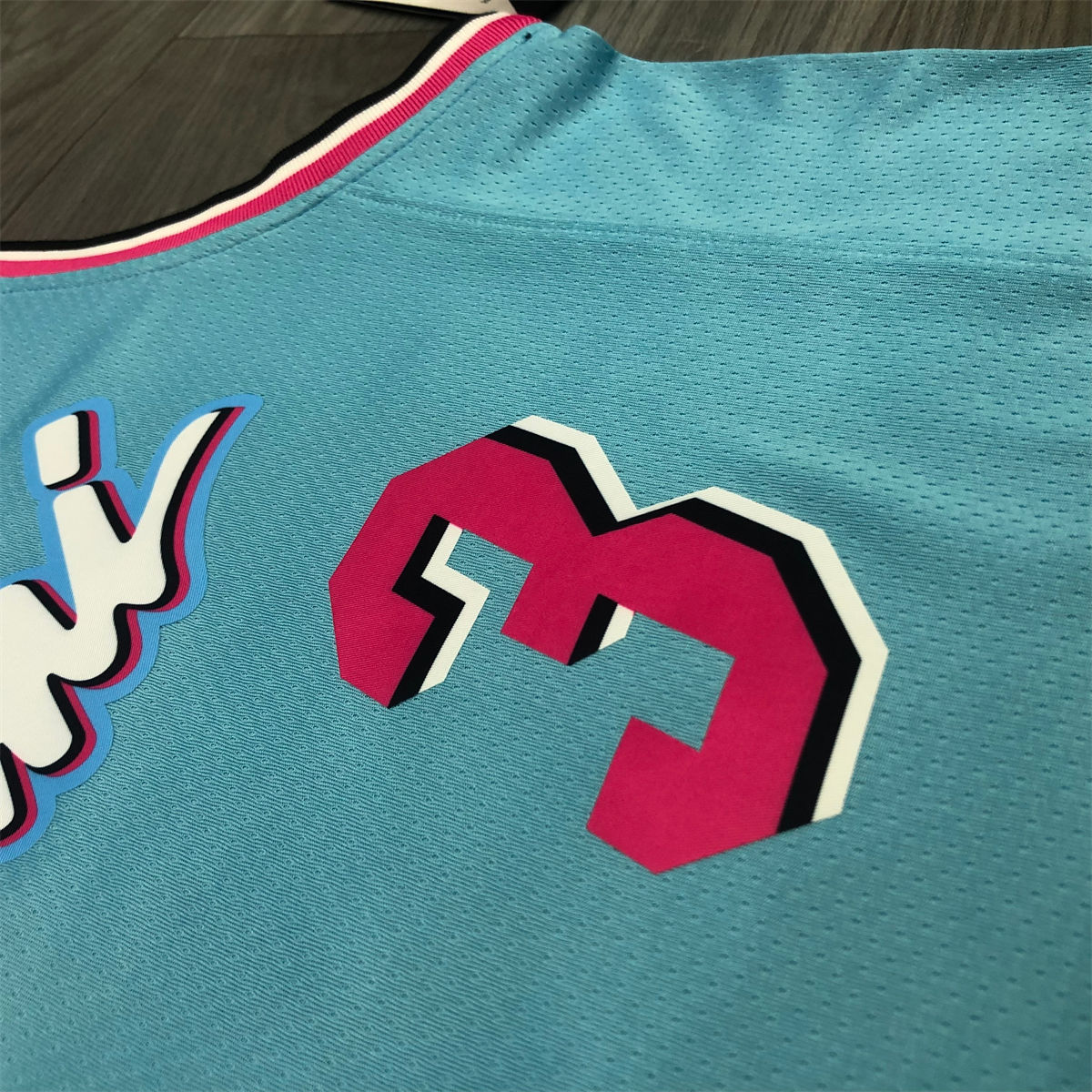 NBA Miami Hearts round neck Light Blue Jersey WADE#3 S-XXL