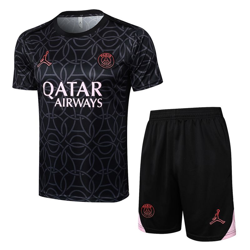24/25 Paris Black Training Set Shirt and Shorts