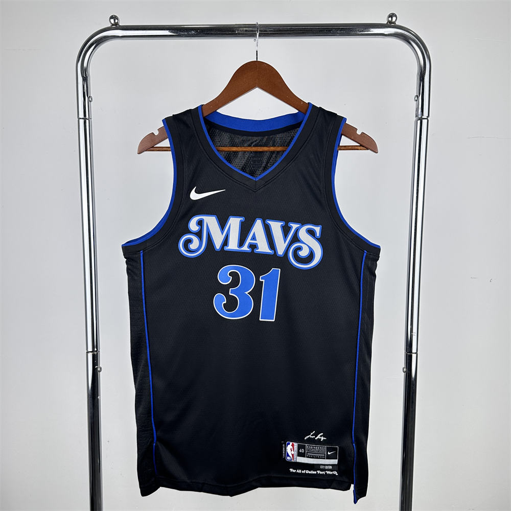 NBA Dallas Mavericks 2024 V-Neck Black Jersey THOMPSON#31 S-XXL