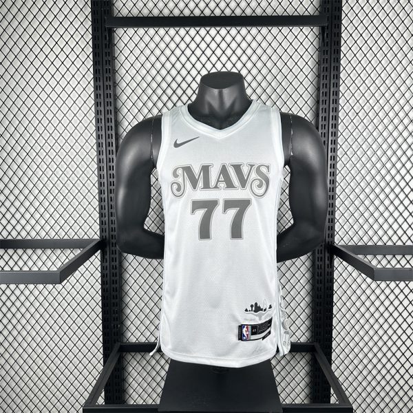 NBA Dallas Mavericks 24/25 City Edition V-Neck White Jersey DONCIC#77 S-XXL