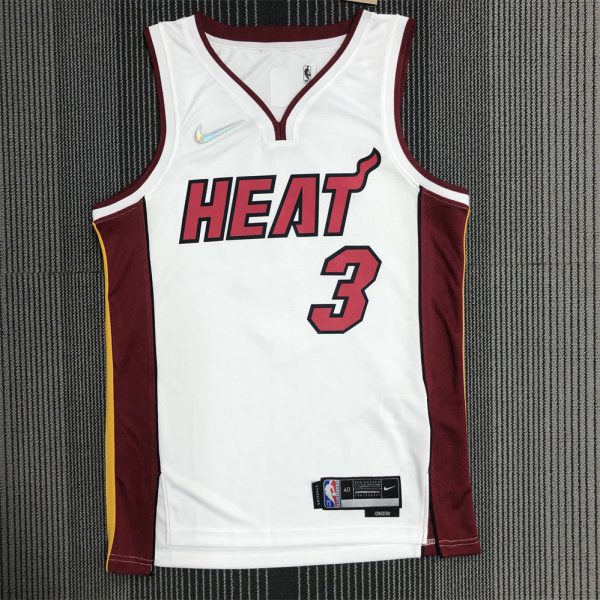 NBA Miami Hearts V-Neck White 75th Anniversary Jersey WADE#3 S-XXL