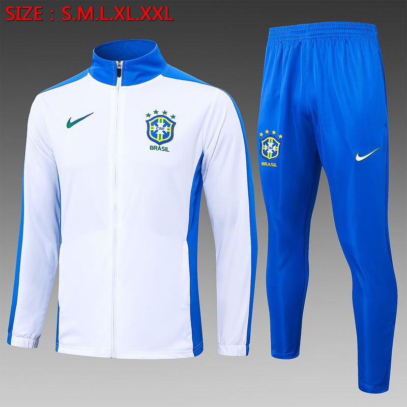 2024/25 Brazil White Jacket Training Suit Set Football Team Shirt Sports Fashion