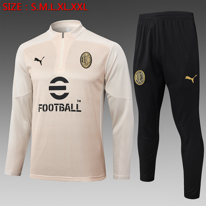 24/25 AC Milan Apricot Long-sleeved half-pull training kit Football team kit