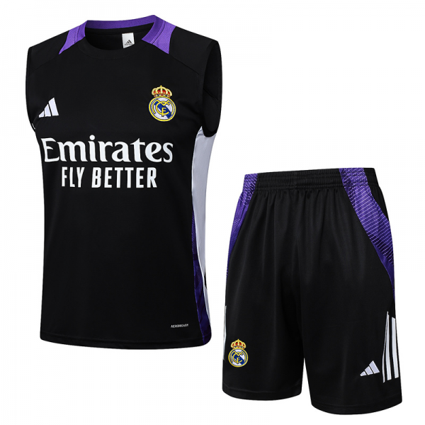 24/25 Real Madrid Black Training Set Shirt and Shorts