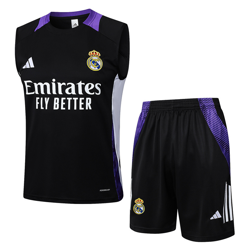 24/25 Real Madrid Black Training Set Shirt and Shorts
