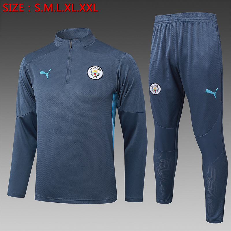 202526 Manchester City Grey Long-sleeved half-pull training kit Football team kit