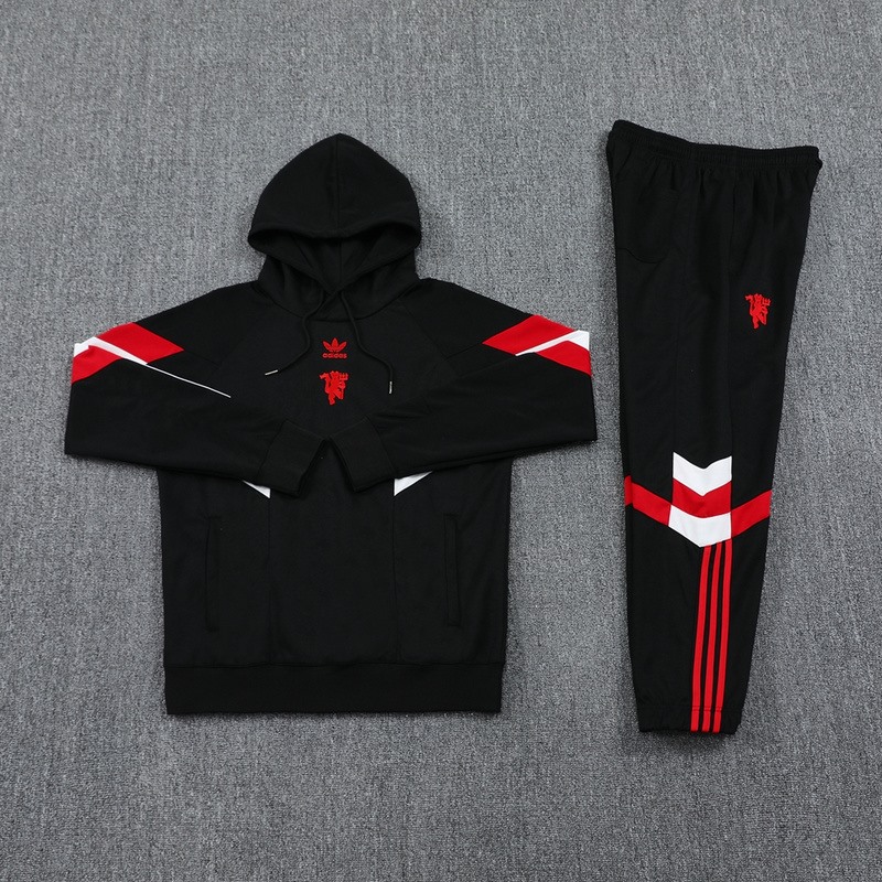 2024 Manchester United Black Hoodie Jacket Kit Set Football Team Shirt Sports Fashion