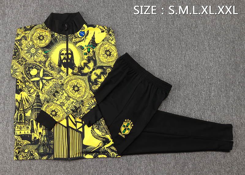 2024/25 Brazil Yellow Jacket Training Suit Set Football Team Shirt Sports Fashion