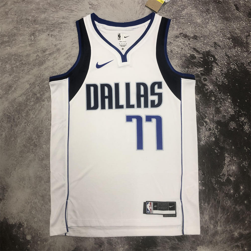 NBA Dallas Mavericks V-Neck White Jersey DONCIC#77 S-XXL