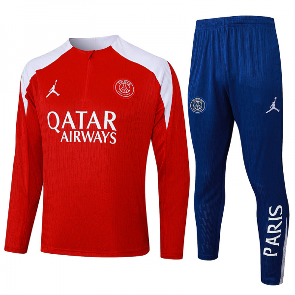 202526 Paris Red Long-sleeved half-pull training kit Football team kit