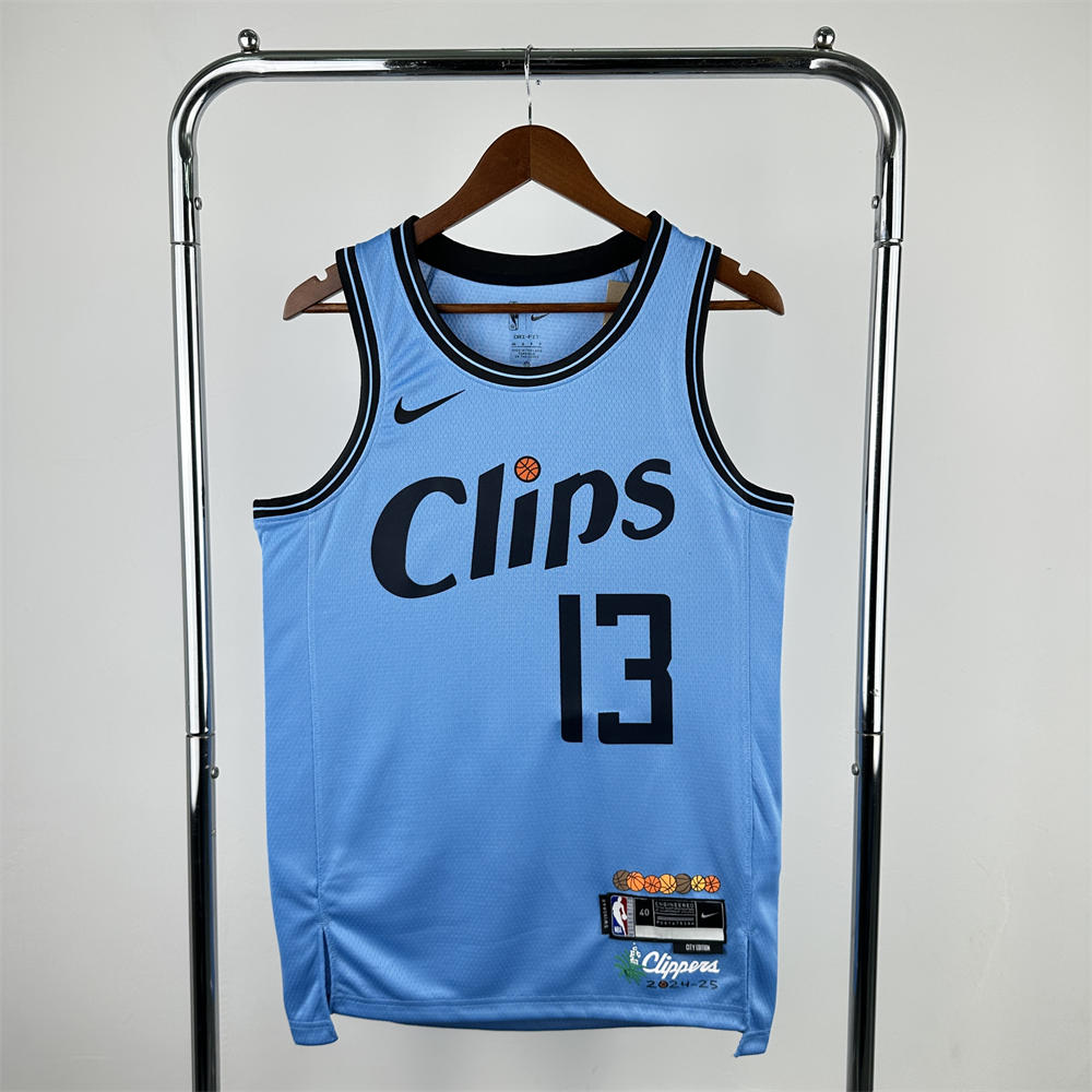 NBA Los Angeles Clippers 24/25 City Edition Round Neck Blue Jersey GEORGE#13 S-XXL