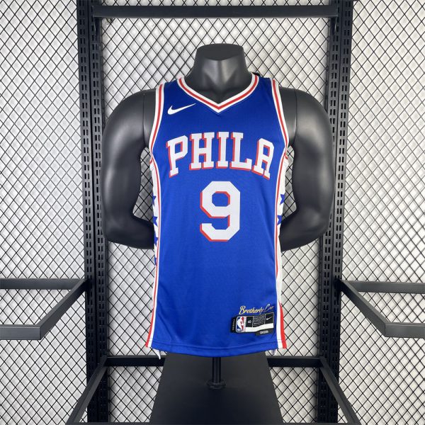 NBA Philadelphia 76ers 2023 V-Neck Blue Jersey OUBRE JR.#9 S-XXL