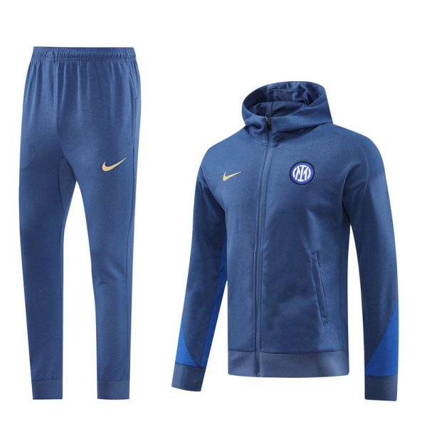 2024 Inter Milan Royal Blue Hoodie Jacket Kit Set Football Team Shirt Sports Fashion