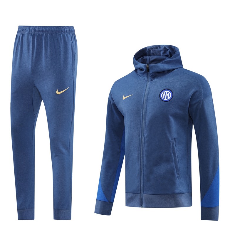 2024 Inter Milan Royal Blue Hoodie Jacket Kit Set Football Team Shirt Sports Fashion
