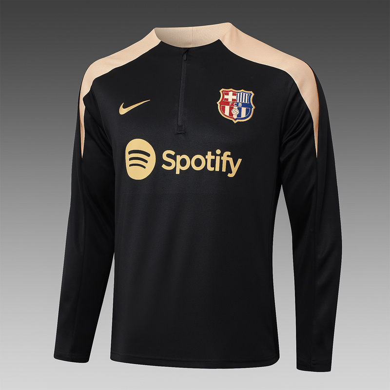 24/25 Barcelona Black Long-sleeved half-pull training kit Football team kit