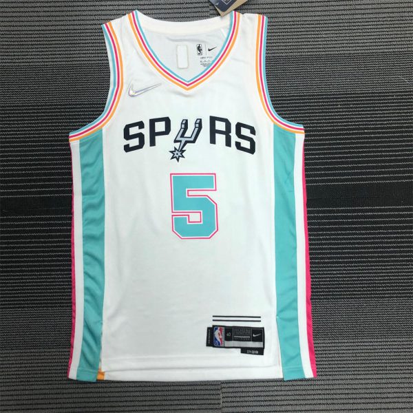 NBA San Antonio Spurs V-Neck White 75th Anniversary jersey MURRAY#5 S-XXL