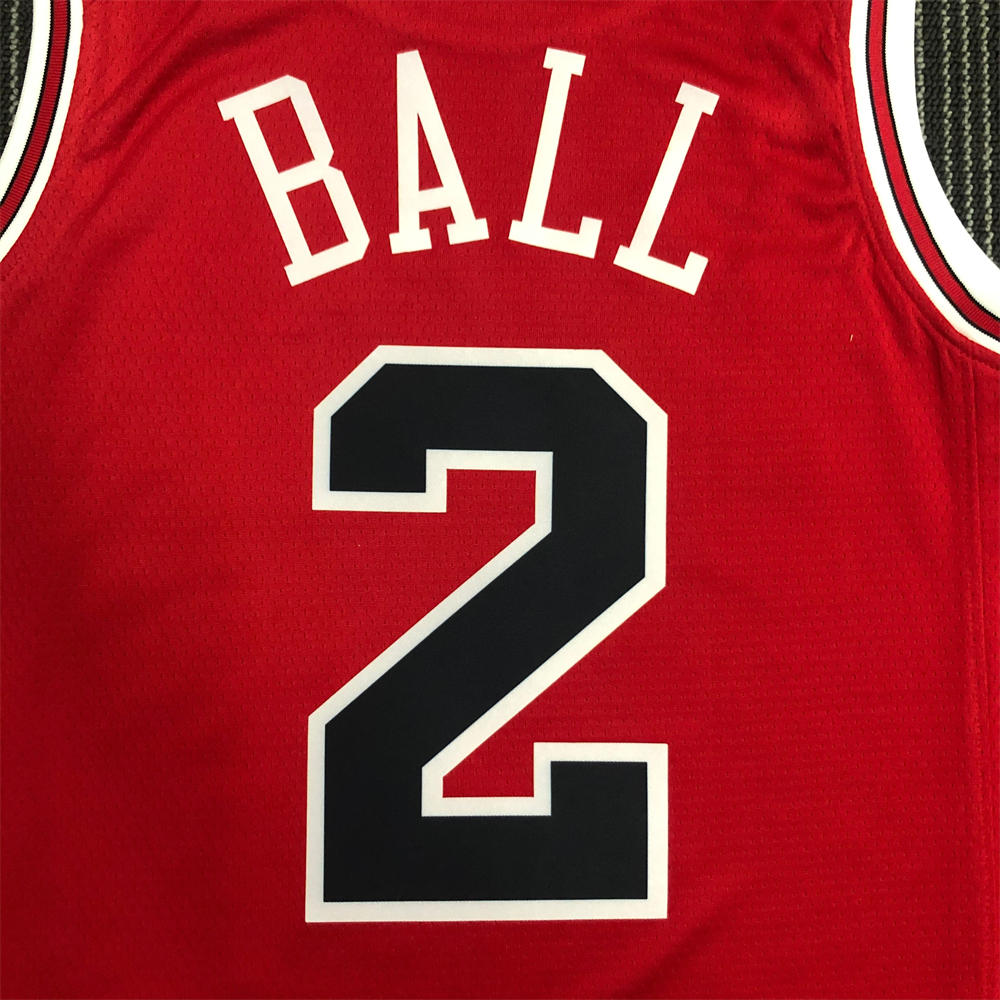 NBA Chicago Bulls Round Neck Red 75th anniversaryJersey BALL#2 S-XXL