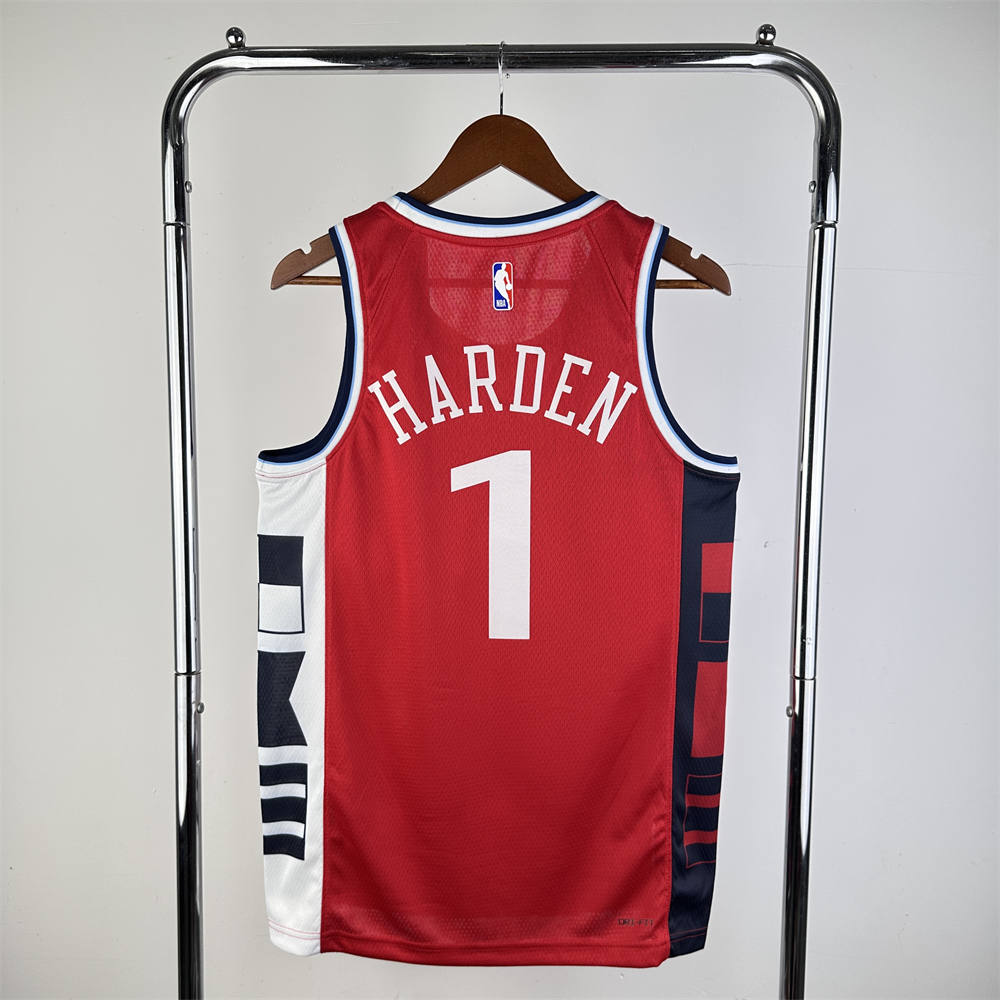 NBA Los Angeles Clippers 24/25 Round Neck JORDAN Edition Red Jersey HARDEN#1 S-XXL