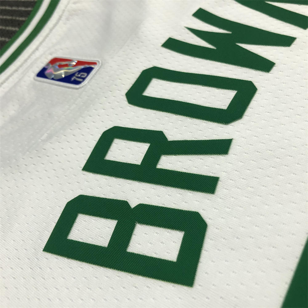 NBA Boston Celtics Round Neck 75th anniversary White Jersey BROWN#7 S-XXL