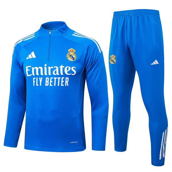 202526 Real Madrid lake blue Long-sleeved half-pull training kit Football team kit