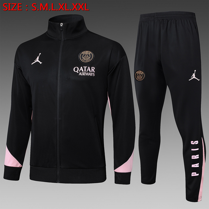 2024/25 Paris Black Jacket Training Suit Set Football Team Shirt Sports Fashion