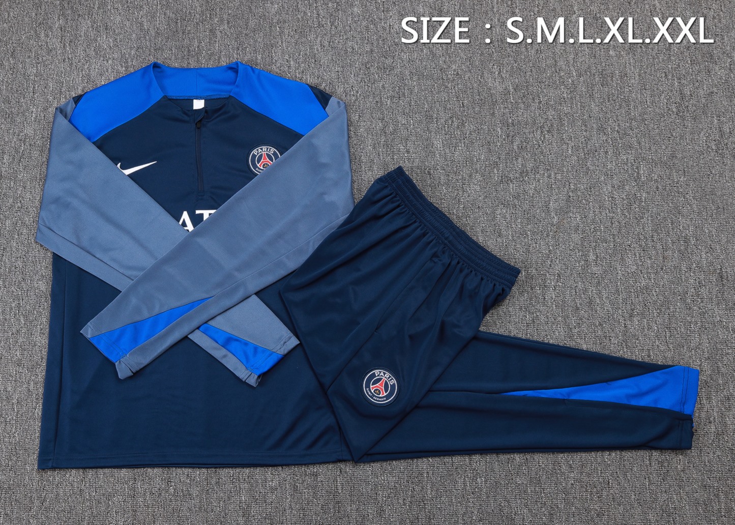 202526 Paris royal blue Long-sleeved half-pull training kit Football team kit