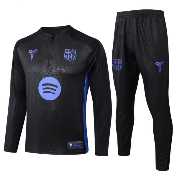 202526 Barcelona Black Long-sleeved half-pull training kit Football team kit
