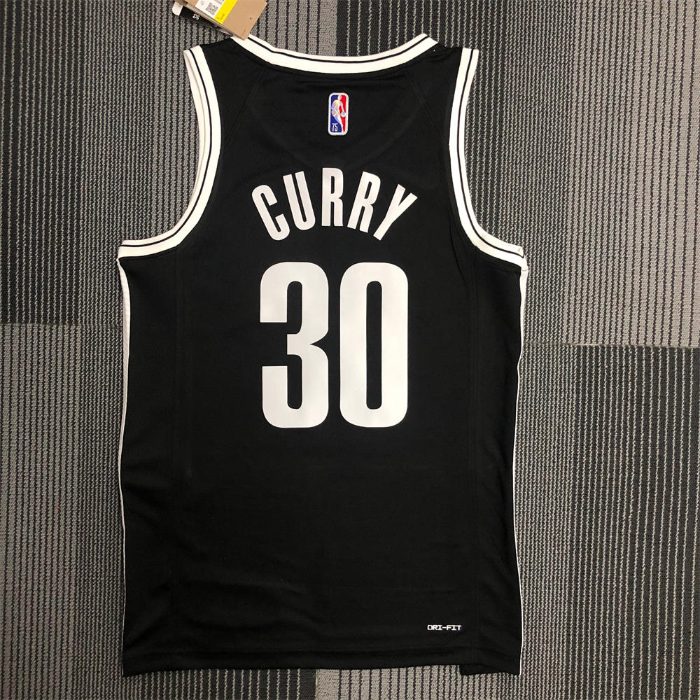 NBA Brooklyn Nets V-Neck Black 75th anniversary Jersey CURRY#30 S-XXL