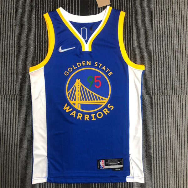 NBA Golden State Warriors V-Neck Mexico Edition 75th Anniversary Blue Jersey TOSCANO#95 S-XXL