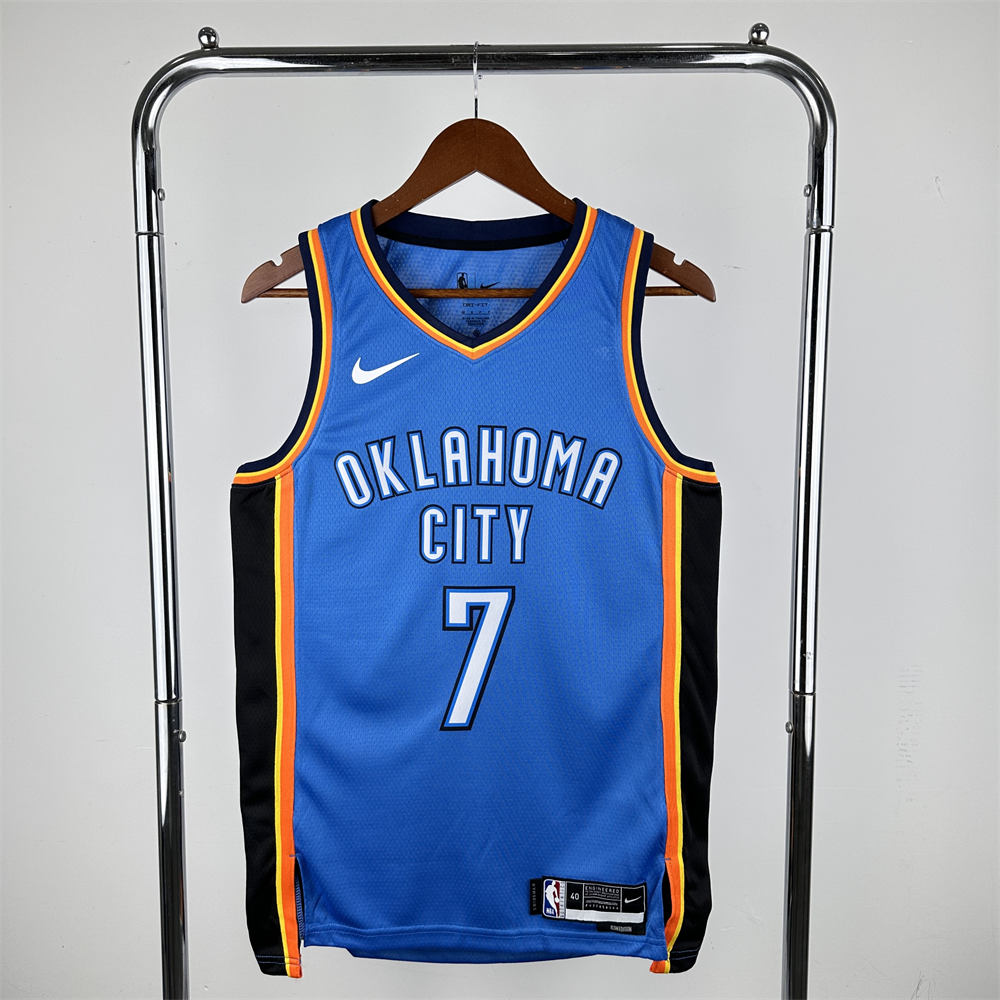 NBA Oklahoma City Thunder V-Neck Blue Jersey HOLMGREN#7 S-XXL