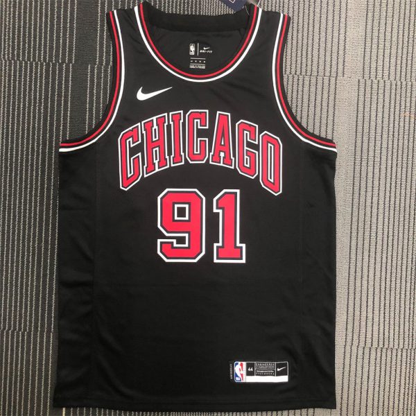 NBA Chicago Bulls Round Neck Black Jersey RODMAN#91 S-XXL