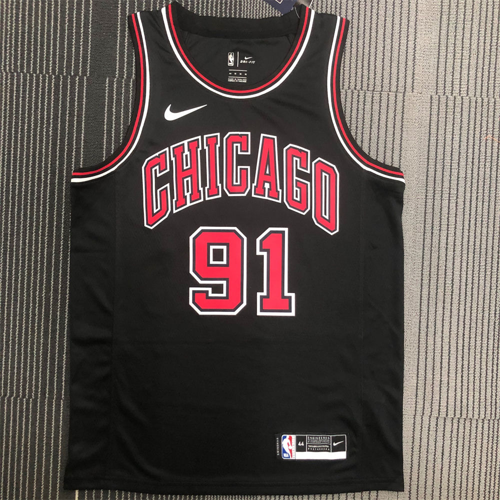 NBA Chicago Bulls Round Neck Black Jersey RODMAN#91 S-XXL